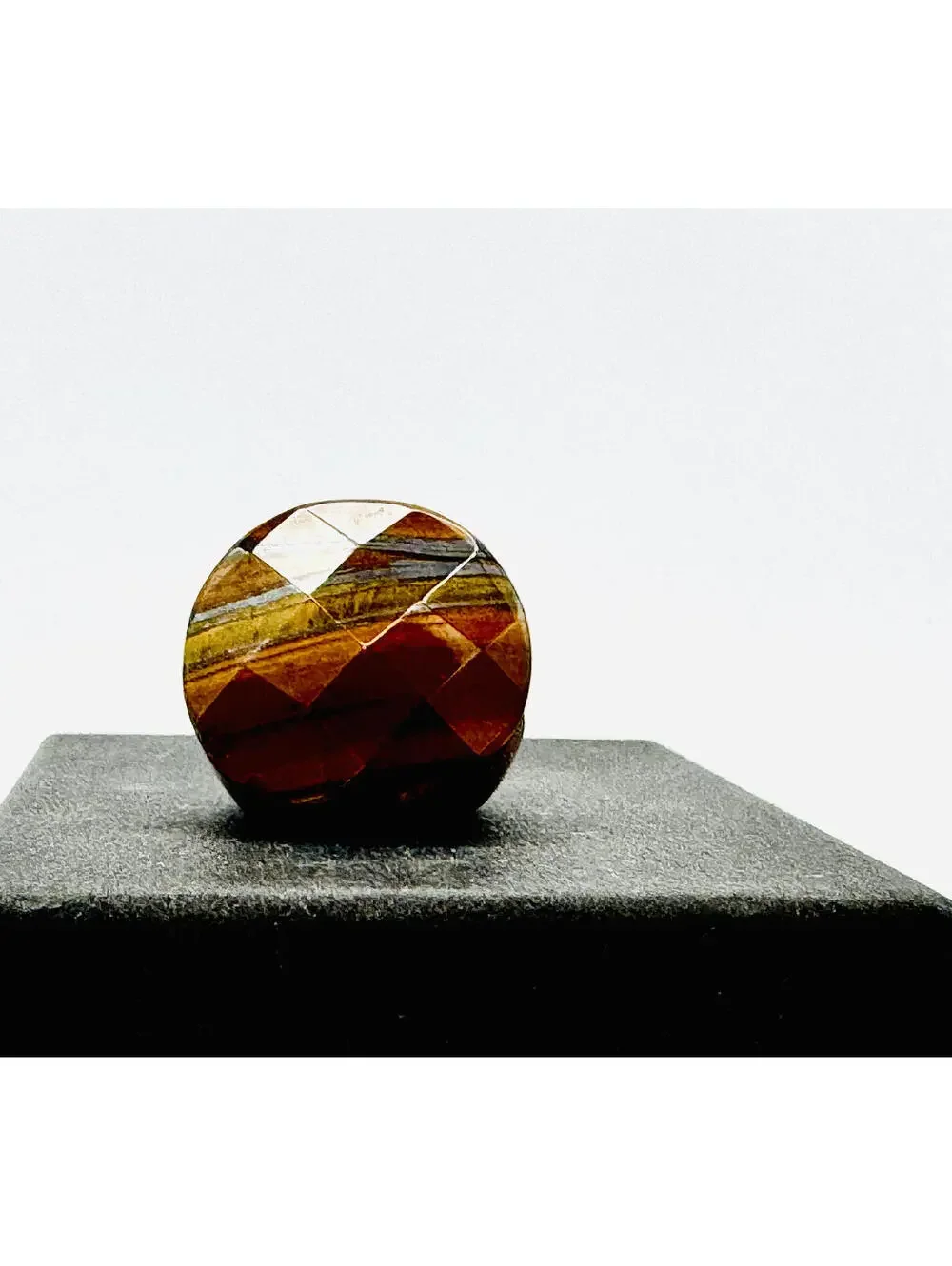 Men's large faceted chunky tiger's eye pinky ring;